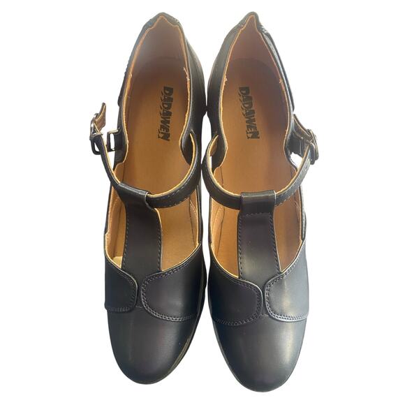 DADAWEN Women’s Black Mary Jane T-Strap Chunky Heel Shoes Size 43/265 RetroGoth - Picture 4 of 6